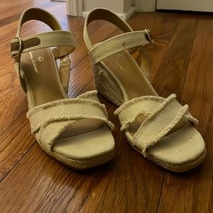 Tan High Heel Shoes. Big Heel. Worn once.